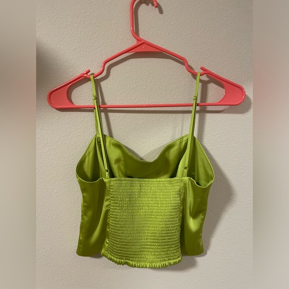 Women’s Satin Tops Neon Green Color - Picture 2 of 6